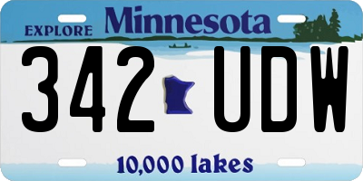 MN license plate 342UDW