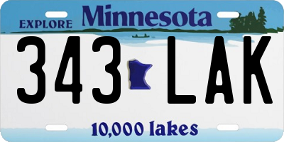 MN license plate 343LAK