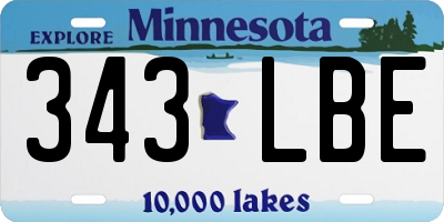 MN license plate 343LBE