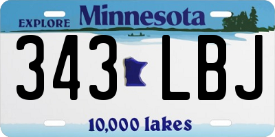 MN license plate 343LBJ