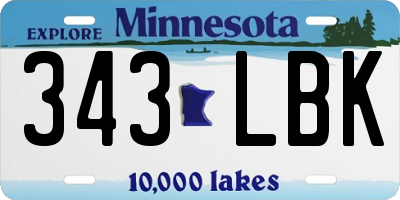 MN license plate 343LBK