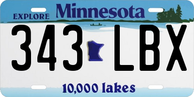 MN license plate 343LBX