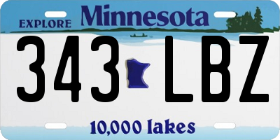 MN license plate 343LBZ