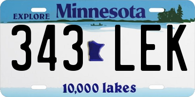MN license plate 343LEK