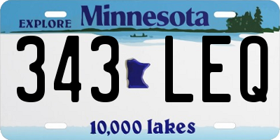 MN license plate 343LEQ
