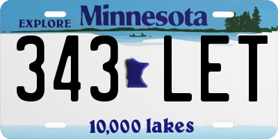 MN license plate 343LET