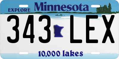 MN license plate 343LEX