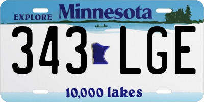 MN license plate 343LGE