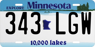 MN license plate 343LGW