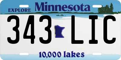 MN license plate 343LIC
