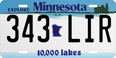 MN license plate 343LIR