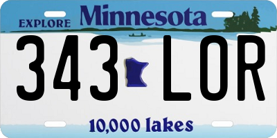 MN license plate 343LOR