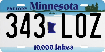 MN license plate 343LOZ
