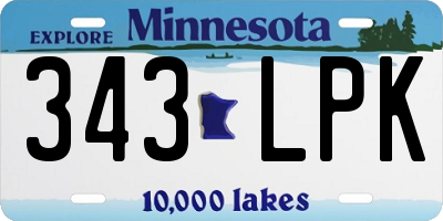 MN license plate 343LPK