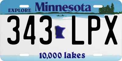 MN license plate 343LPX