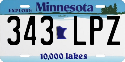 MN license plate 343LPZ