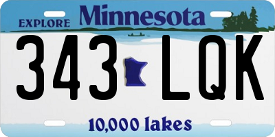MN license plate 343LQK