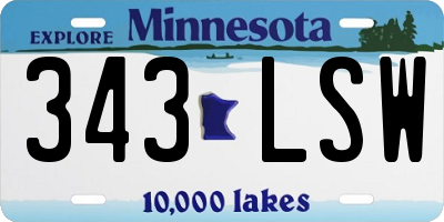 MN license plate 343LSW