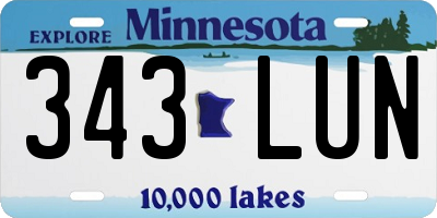 MN license plate 343LUN