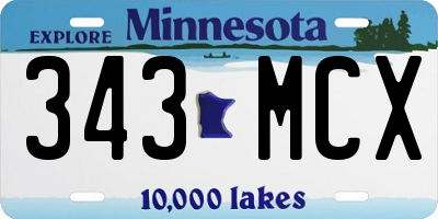 MN license plate 343MCX