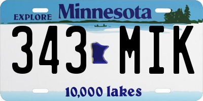 MN license plate 343MIK