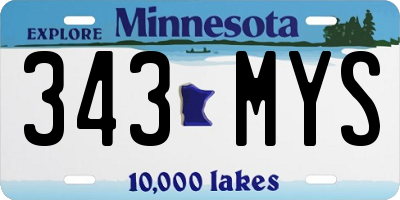 MN license plate 343MYS