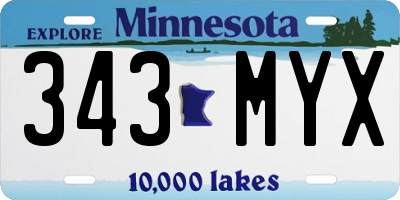 MN license plate 343MYX