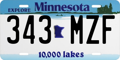MN license plate 343MZF