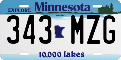 MN license plate 343MZG