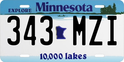 MN license plate 343MZI