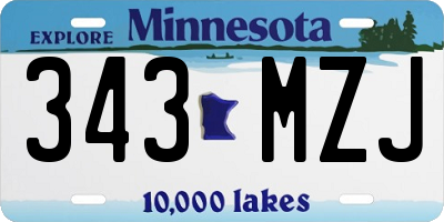 MN license plate 343MZJ