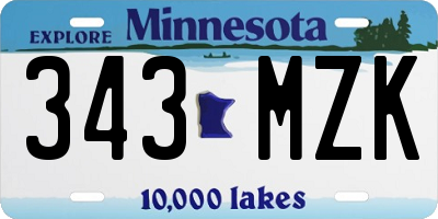 MN license plate 343MZK