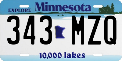 MN license plate 343MZQ