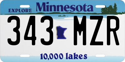 MN license plate 343MZR
