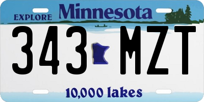 MN license plate 343MZT