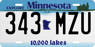 MN license plate 343MZU