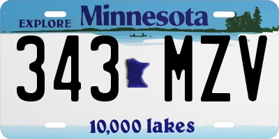 MN license plate 343MZV