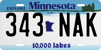 MN license plate 343NAK