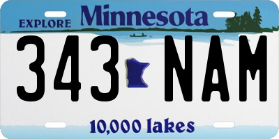 MN license plate 343NAM