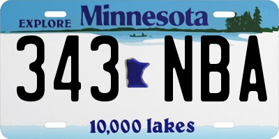 MN license plate 343NBA