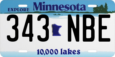 MN license plate 343NBE