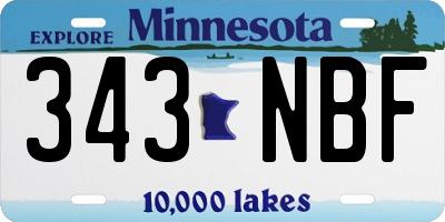 MN license plate 343NBF