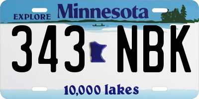MN license plate 343NBK
