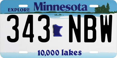 MN license plate 343NBW