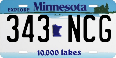 MN license plate 343NCG