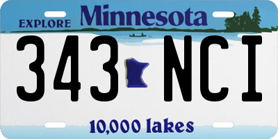 MN license plate 343NCI