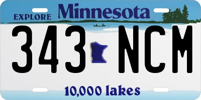 MN license plate 343NCM