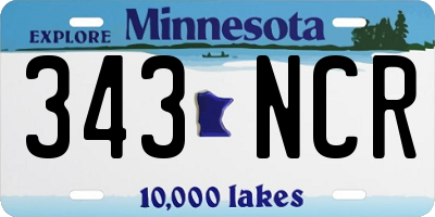 MN license plate 343NCR