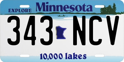 MN license plate 343NCV