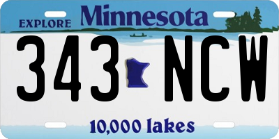 MN license plate 343NCW